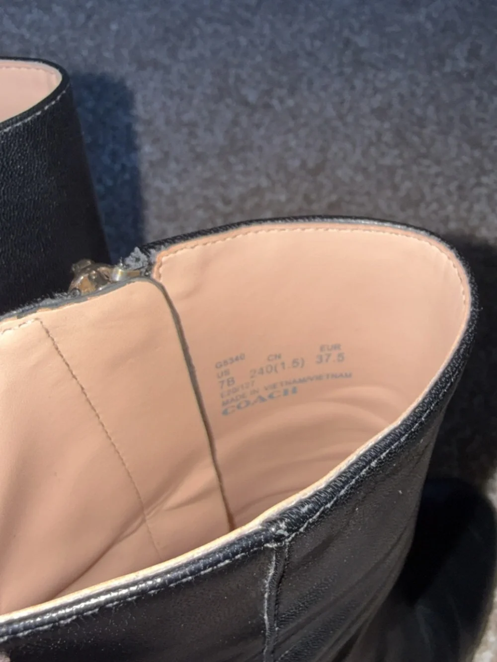 Coach Black Leather Block Heel Ankle Boots